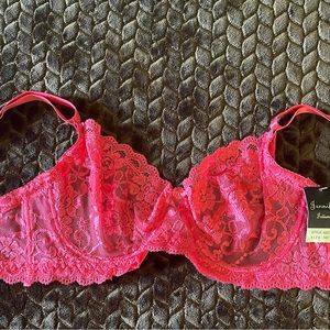 NWT beautiful watermelon colored, lace bra. 34D